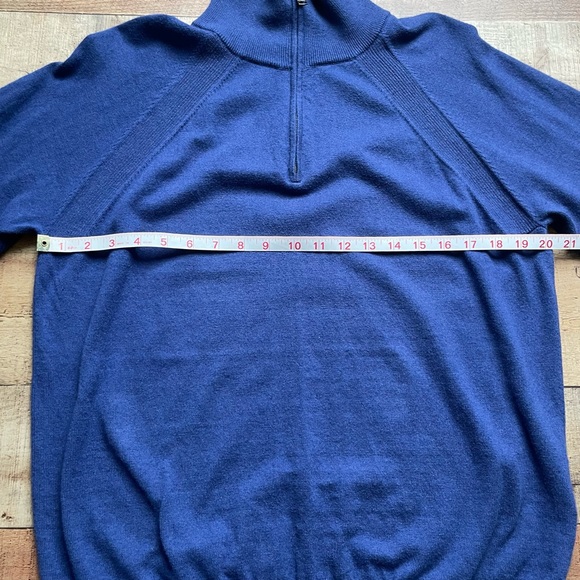 Banana Republic Cotton Cashmere 1/4 Zip Sweater Blue Mens Large - Picture 7 of 8